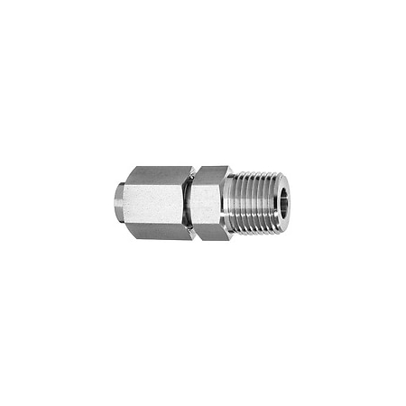 37 Deg Flared Fitting - 316SS - Straight Adapter - 3/8 OD X 1/4 MNPT